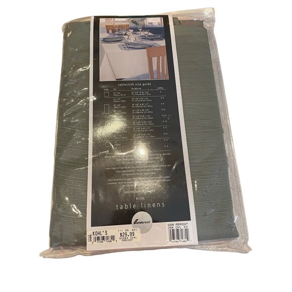 Fieldcrest Table Linens Peridot 60" x 84" Oval Tablecloth olive Green NIP - Picture 5 of 6